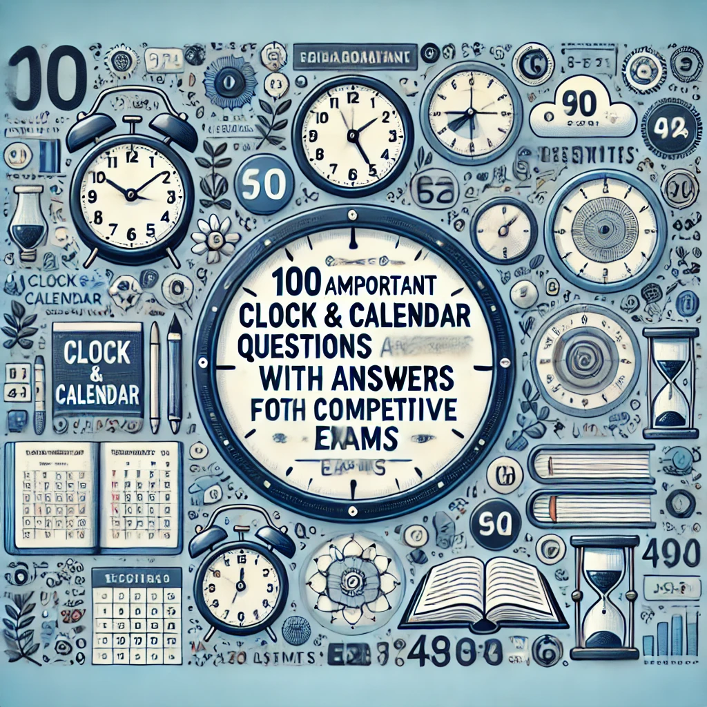 100 IMPORTANT CLOCK AND CALENDAR QUESTIONS WITH ANSWERS FOR COMPETITIVE EXAMS