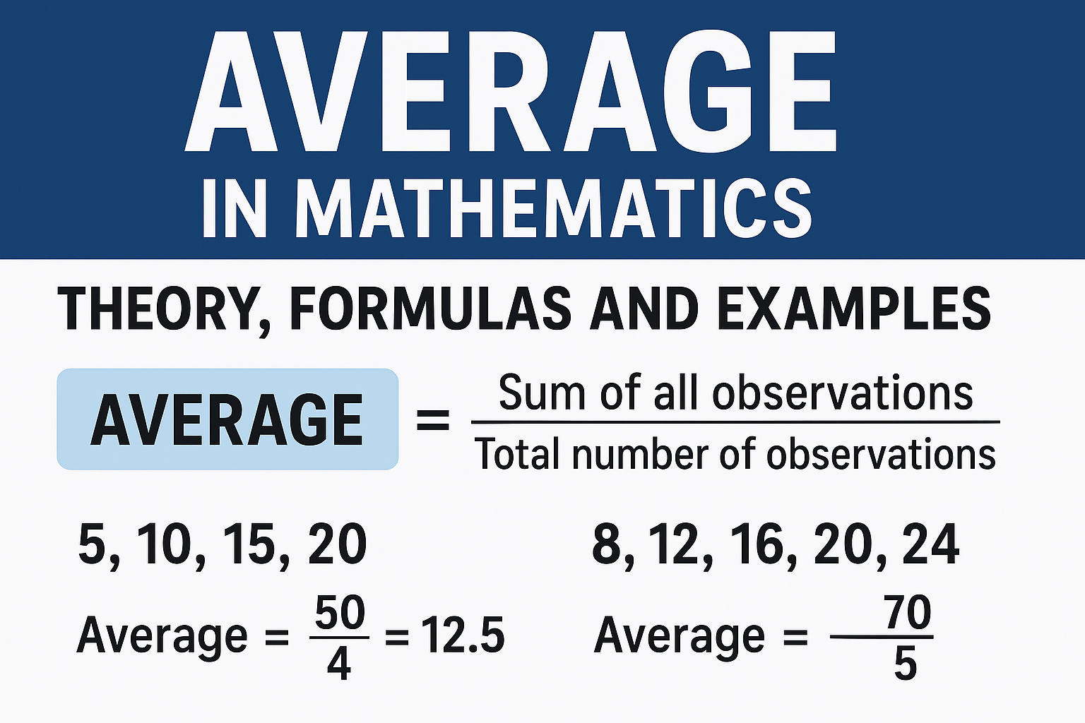 AVERAGE IN MATHEMATICS: THEORY AND FORMULAS